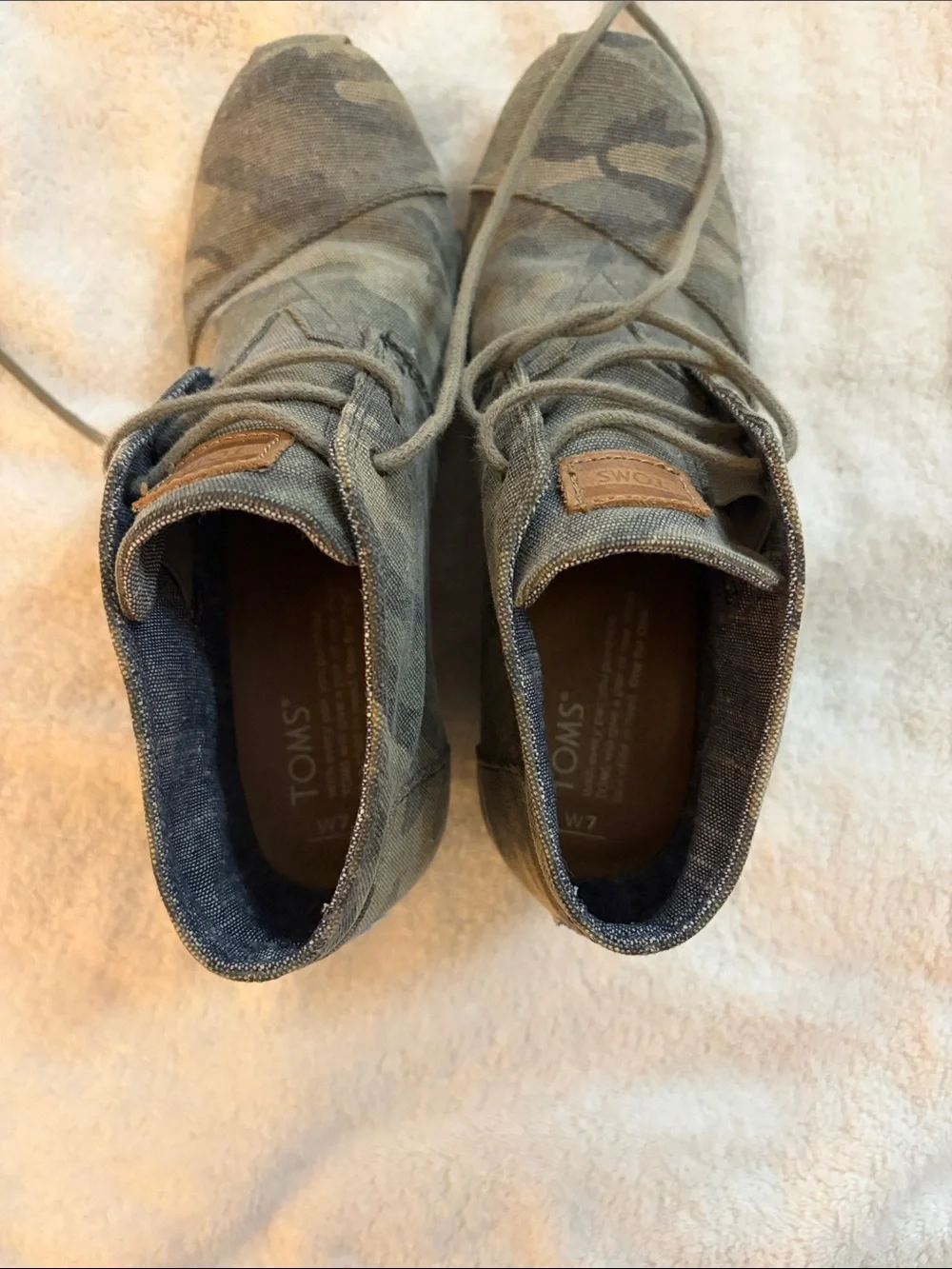 TOMS Camouflage Hidden Wedge Ankle Booties - Olive Camo